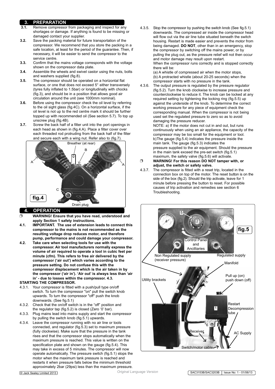 Fig.5, Fig.4, Preparation | Operation | Sealey SAC3153B User Manual | Page 3 / 6