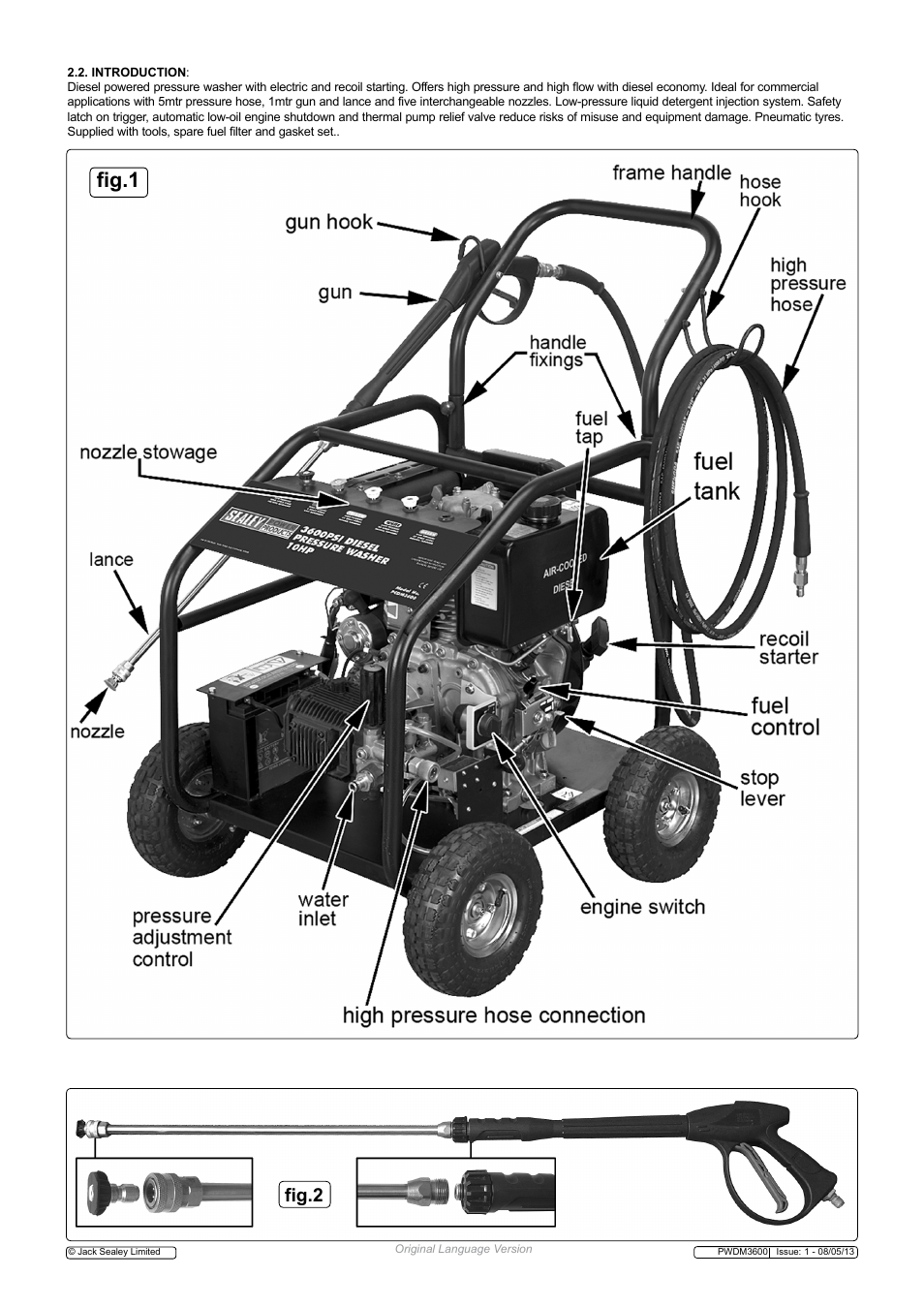 Fig.1, Fig.2 | Sealey PWDM3600 User Manual | Page 2 / 7
