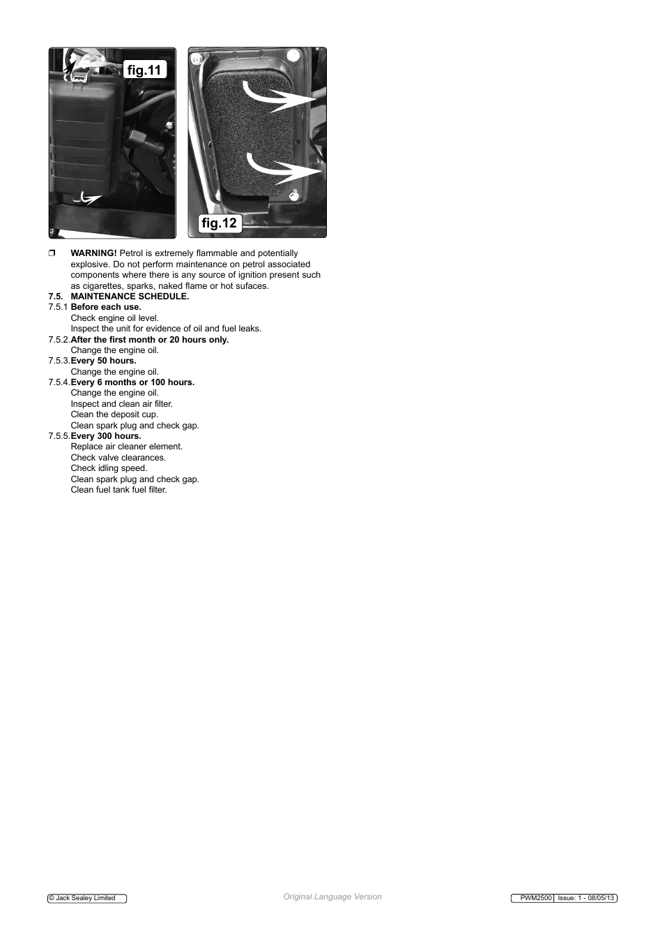 Fig.11 fig.12 | Sealey PWM2500 User Manual | Page 5 / 6