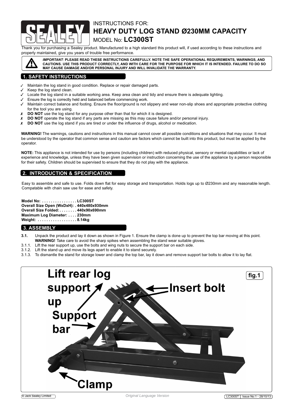 Sealey LC300ST User Manual | 2 pages