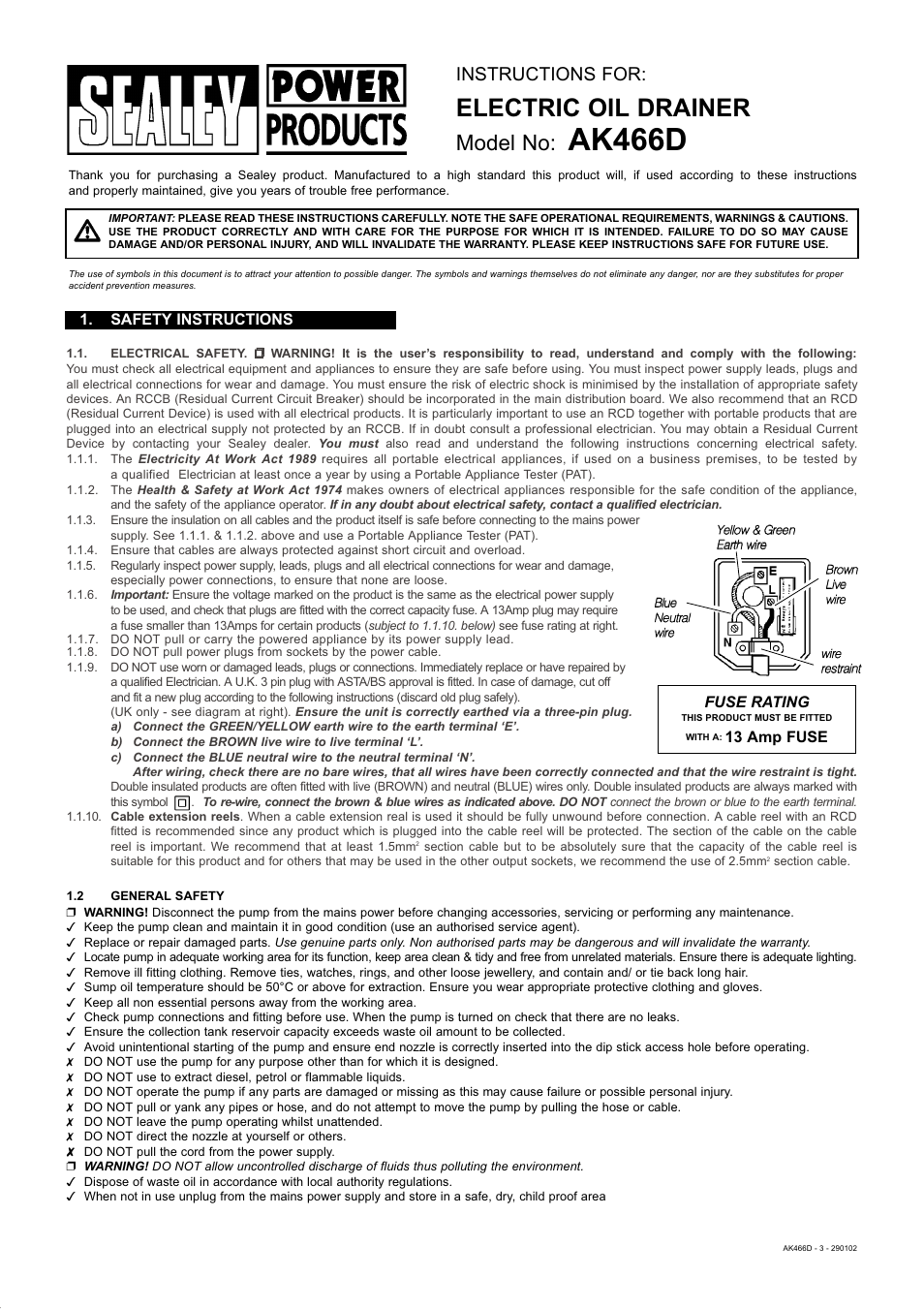 Sealey AK466D User Manual | 2 pages
