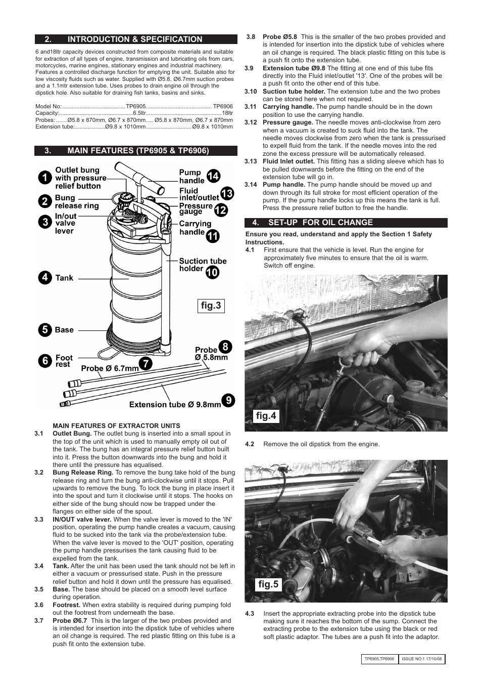 Fig.4 fig.5, Fig.3, Introduction & specification | Sealey TP6905 User Manual | Page 2 / 3