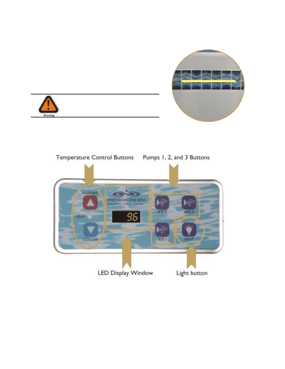Using your aquatic fitness system, Before you start, Using the top side control | Dimension One Spas AQUATIC FITNESS SYSTEM 2003 User Manual | Page 14 / 44