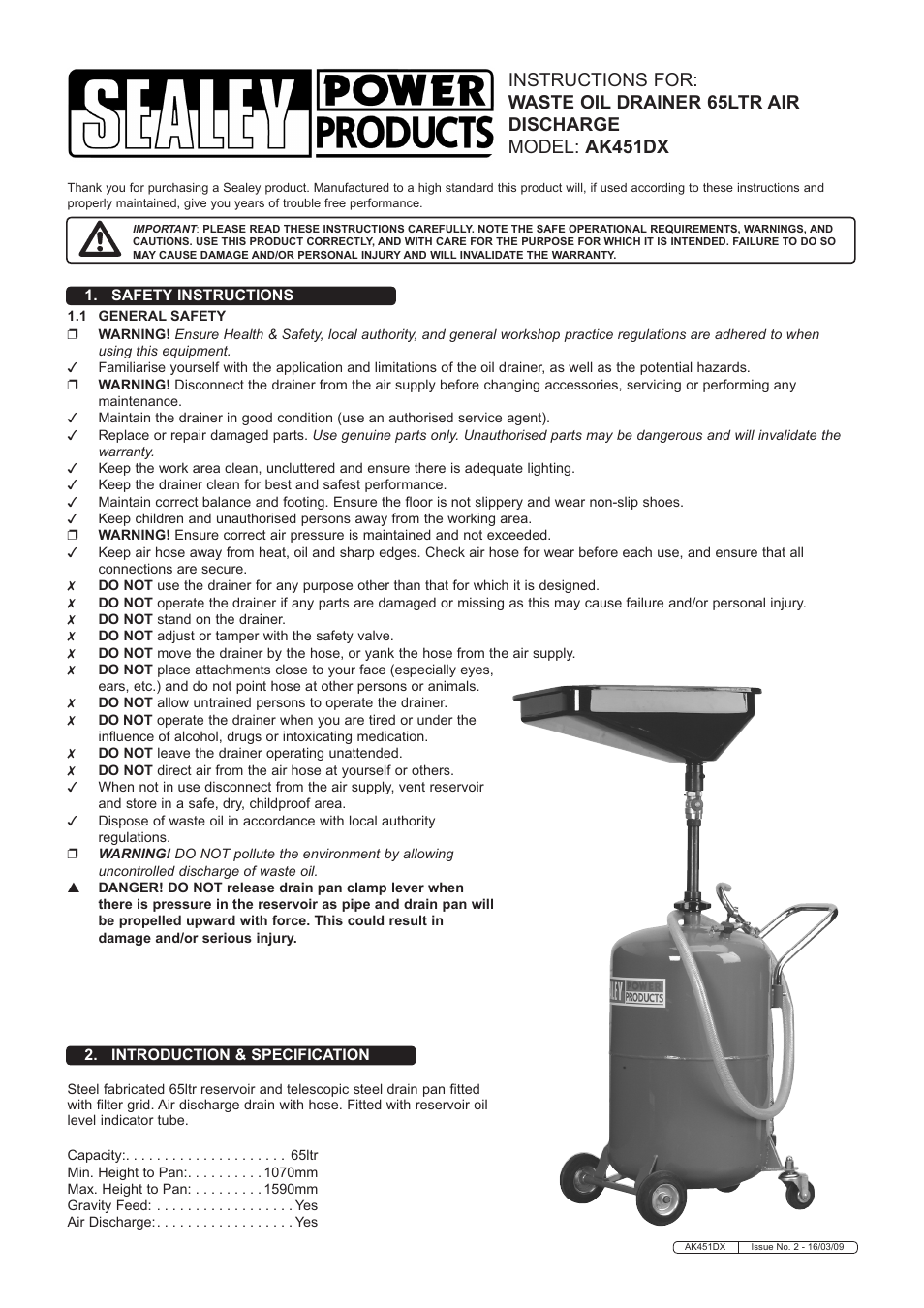 Sealey AK451DX User Manual | 2 pages