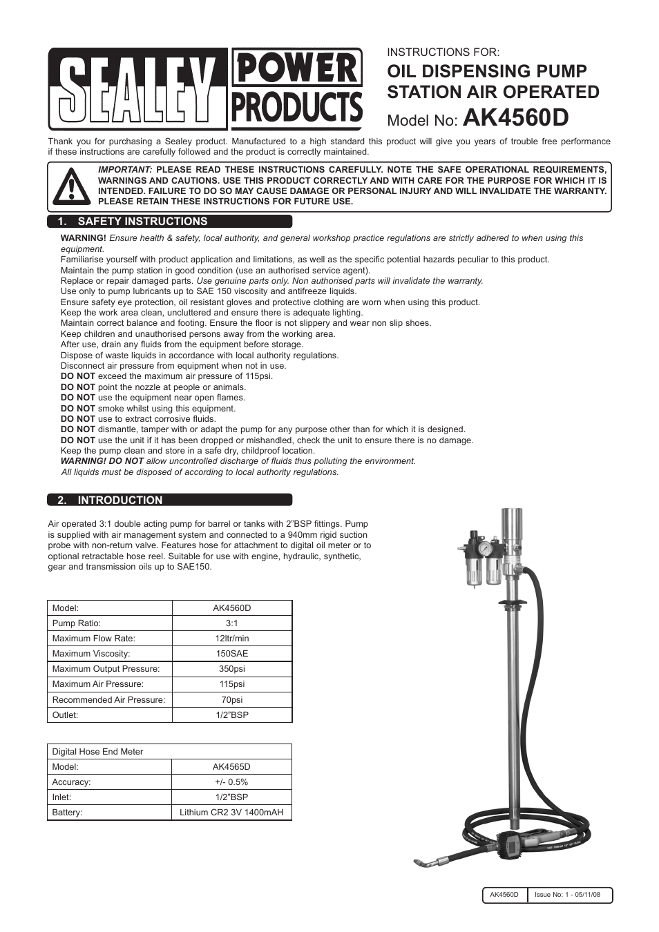 Sealey AK4560D User Manual | 3 pages