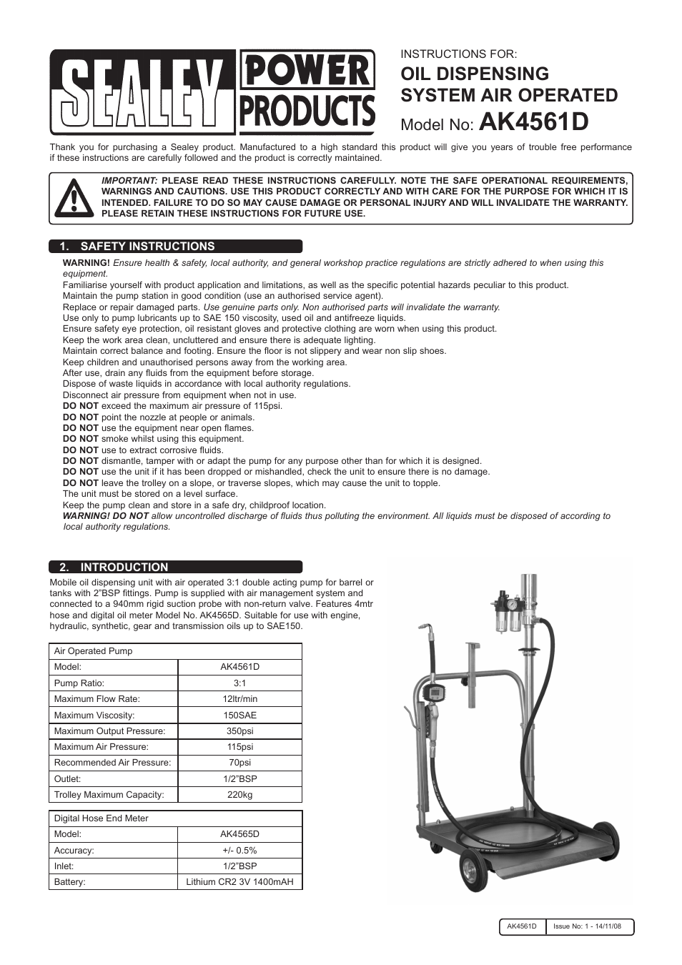 Sealey AK4561D User Manual | 4 pages