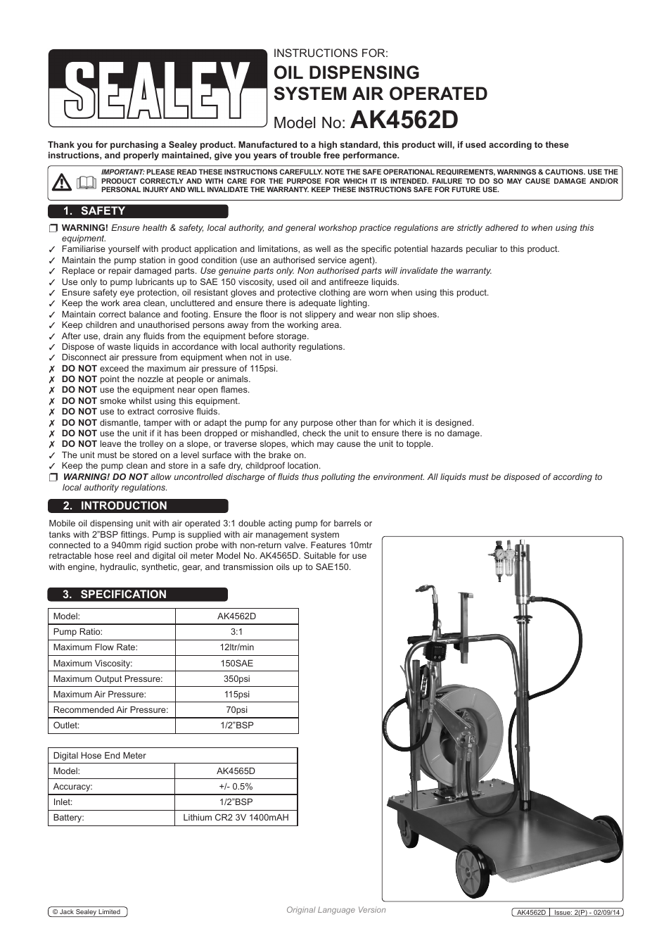 Sealey AK4562D User Manual | 4 pages