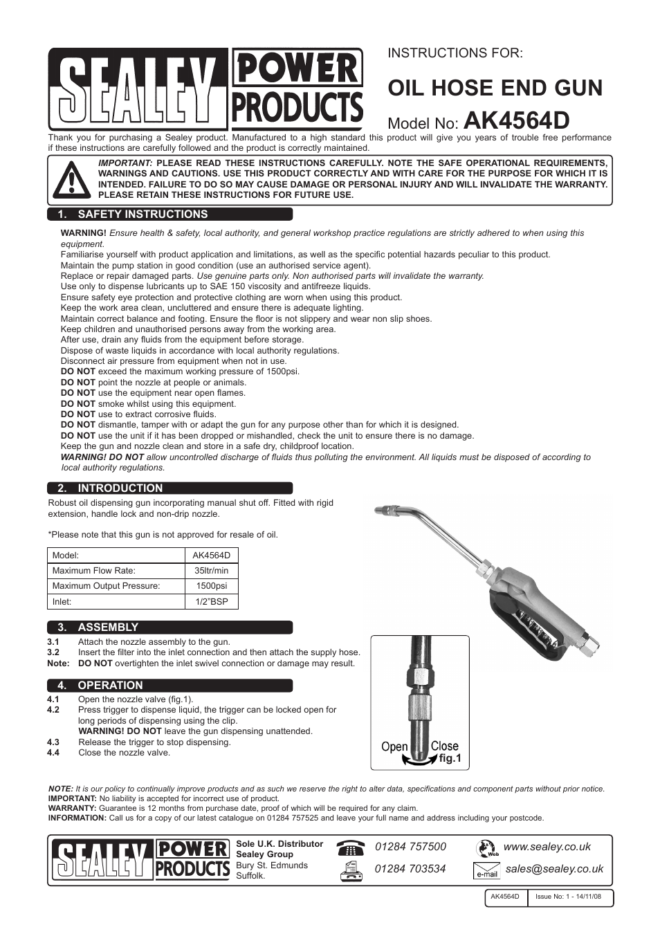 Sealey AK4564D User Manual | 1 page
