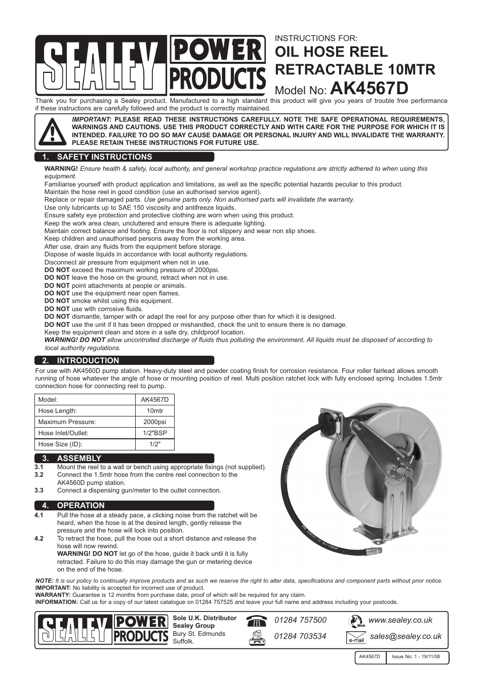 Sealey AK4567D User Manual | 1 page