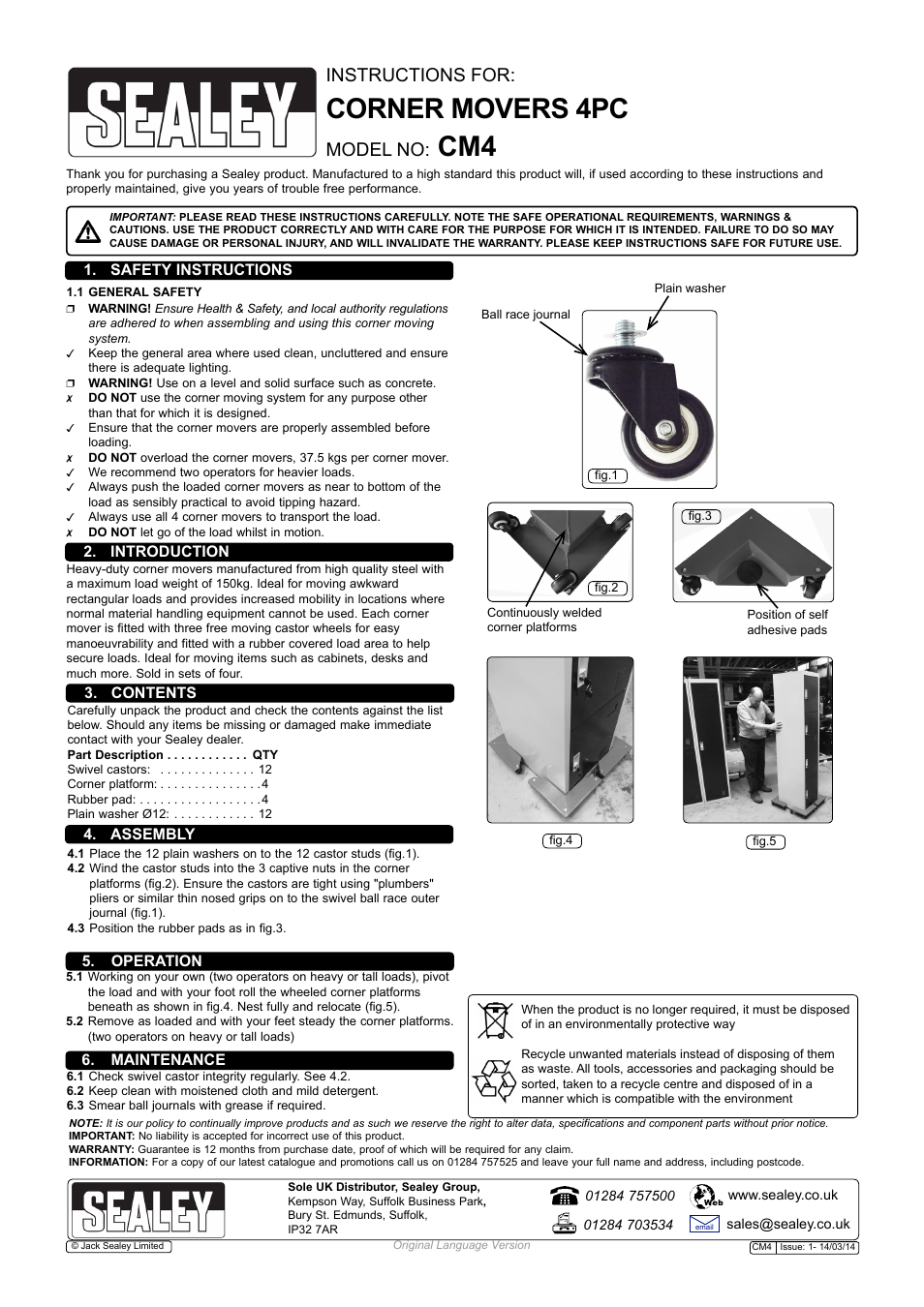 Sealey CM4 User Manual | 1 page