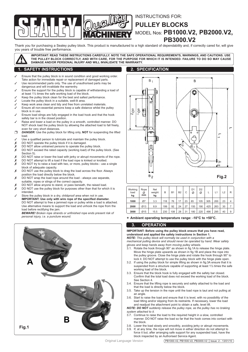 Sealey PB1000 User Manual | 3 pages