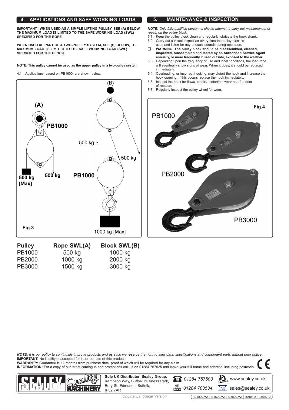 Sealey PB1000 User Manual | Page 2 / 3