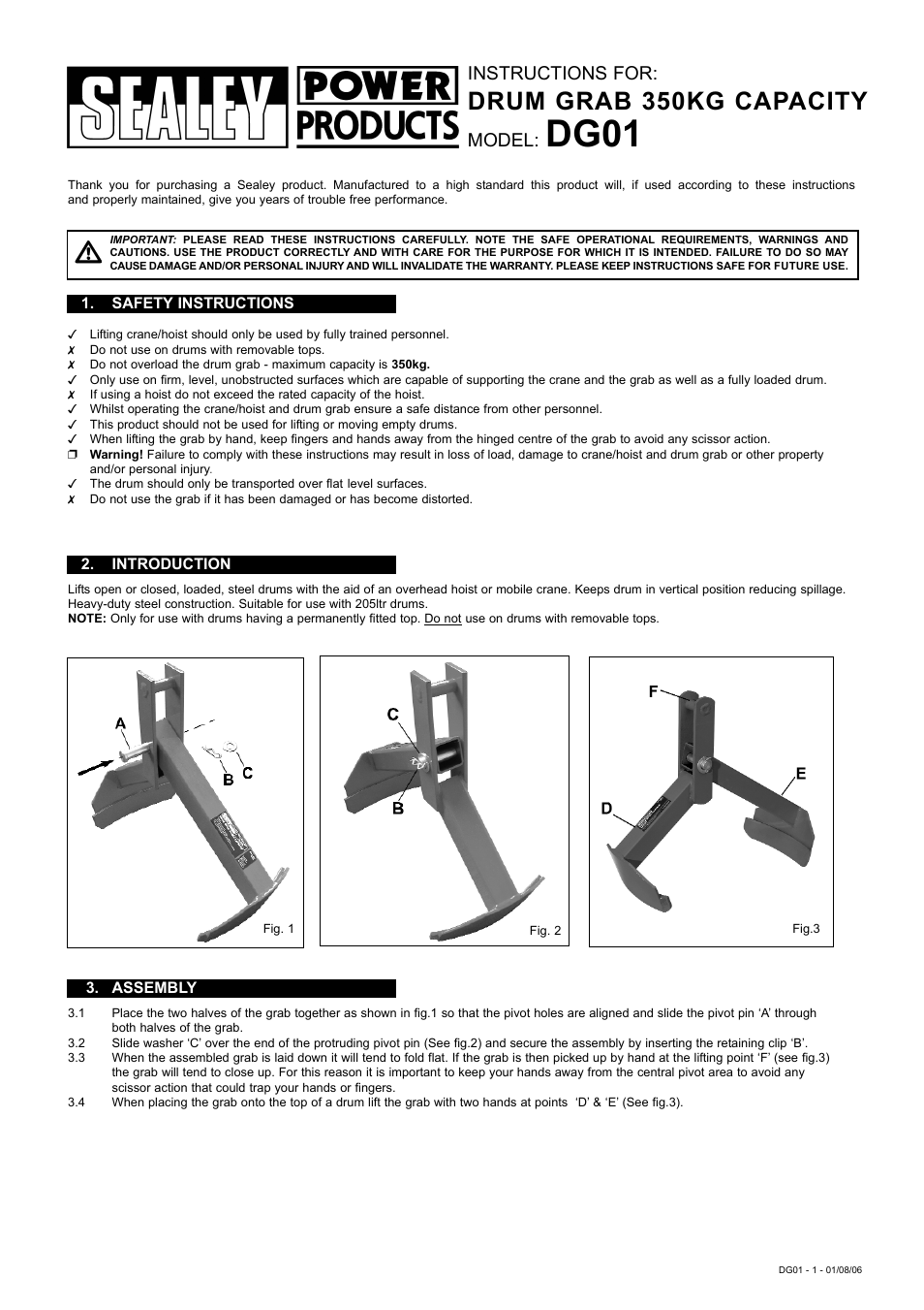 Sealey DG01 User Manual | 2 pages