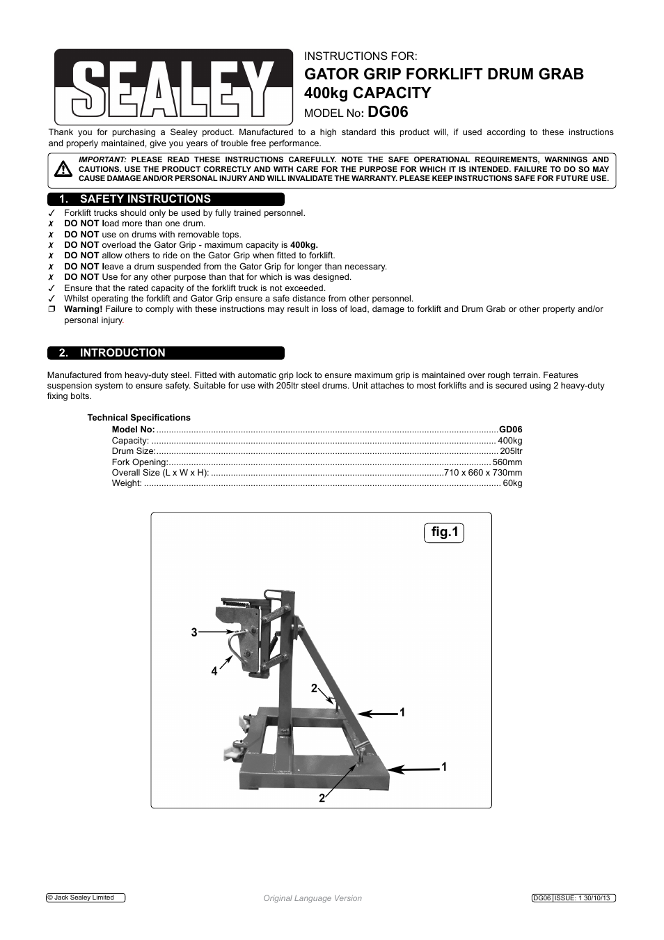Sealey DG06 User Manual | 2 pages