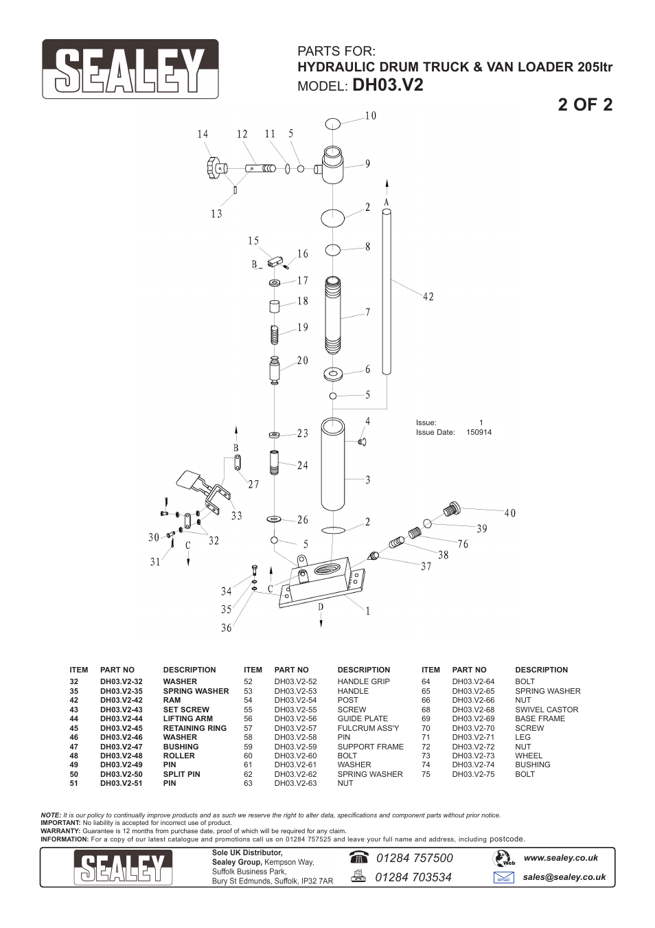 Dh03.v2, 2 of 2 | Sealey DH03 User Manual | Page 4 / 5