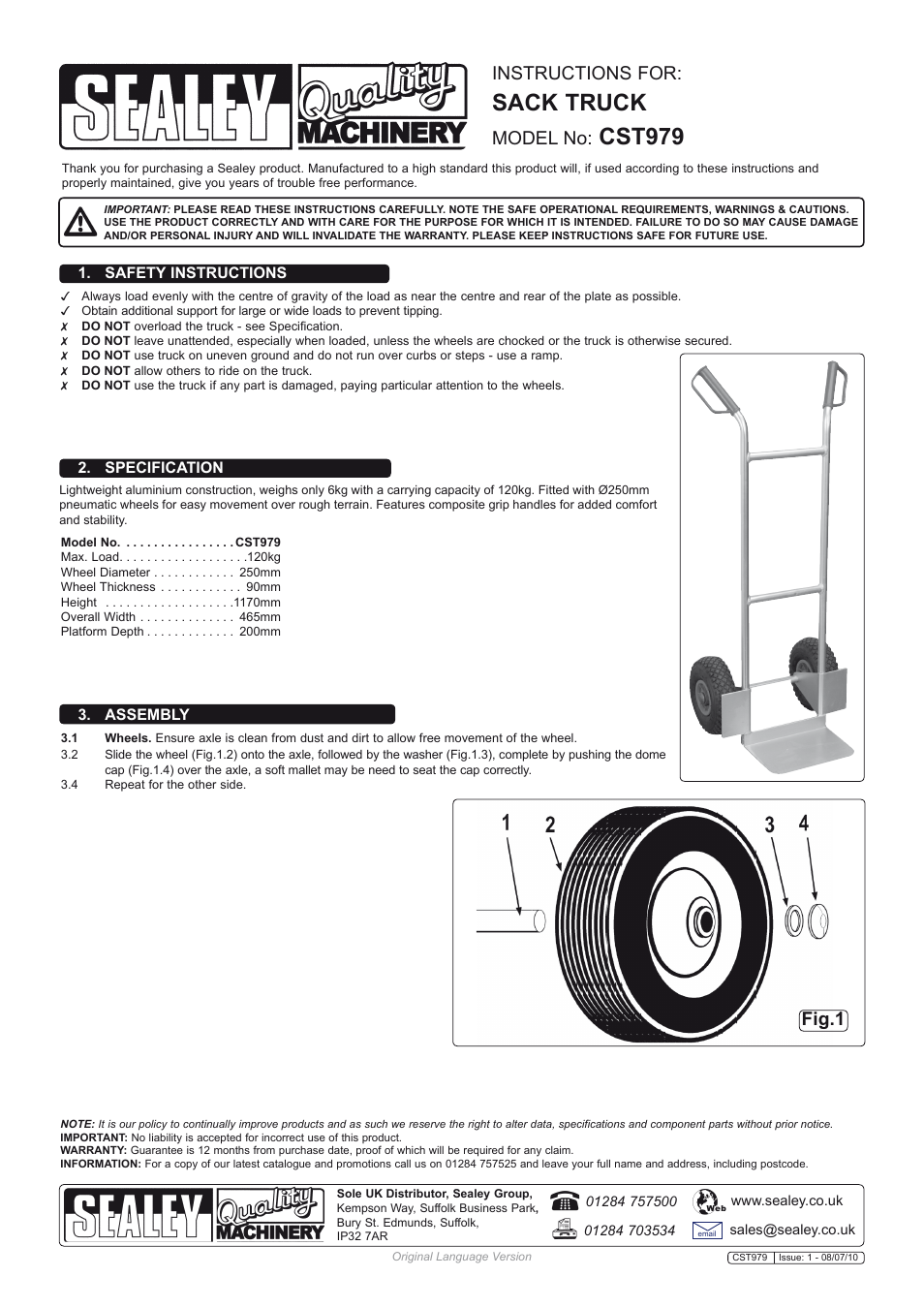 Sealey CST979 User Manual | 1 page