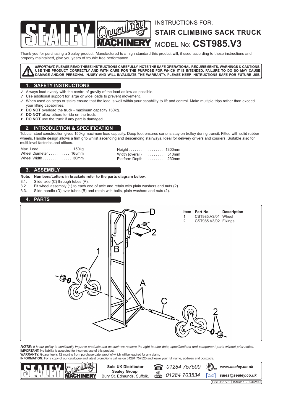 Sealey CST985 User Manual | 2 pages