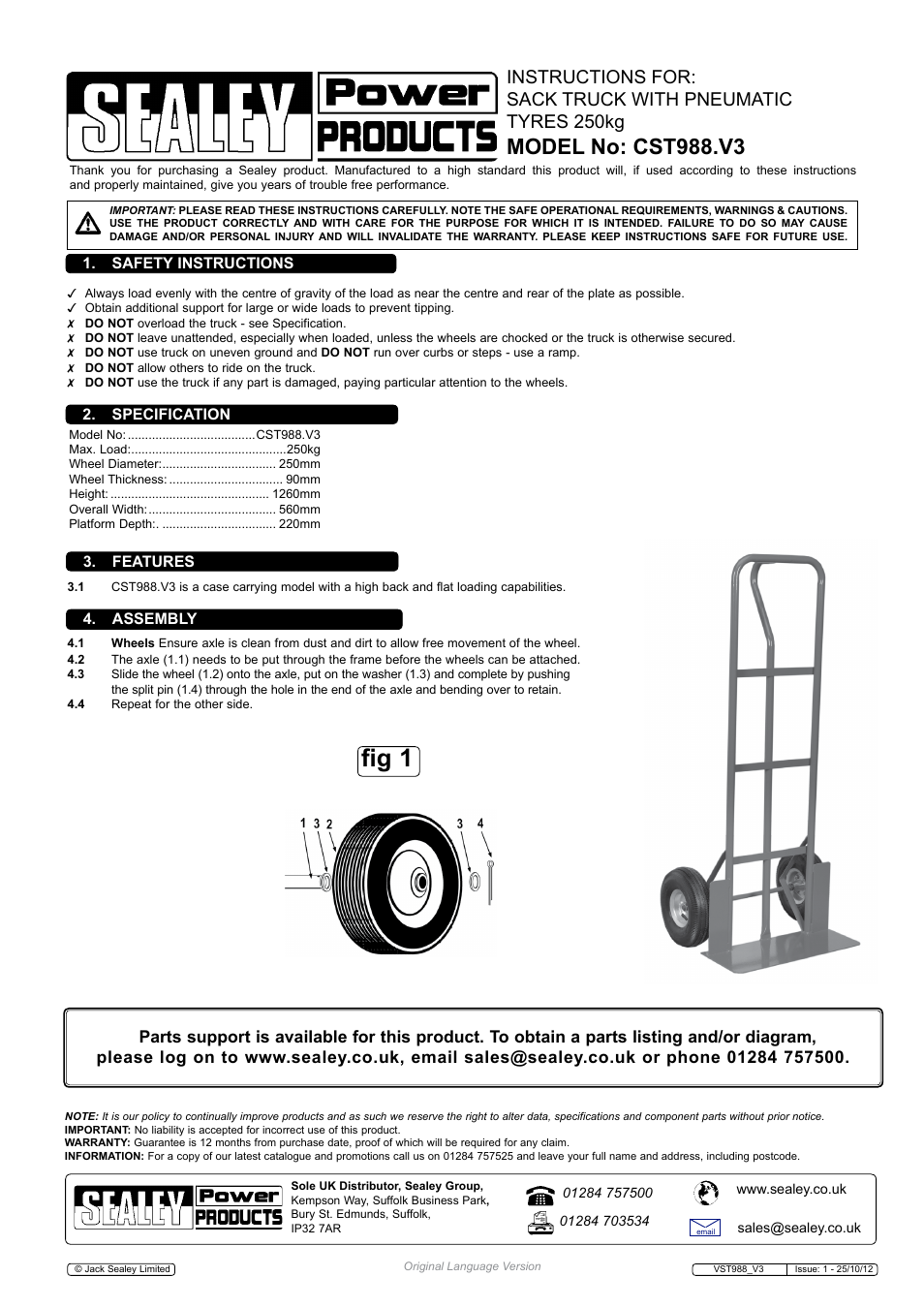 Sealey CST988 User Manual | 1 page