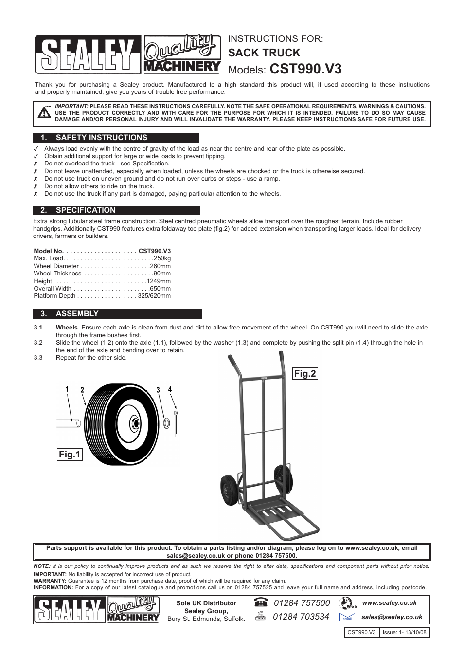 Sealey CST990 User Manual | 1 page