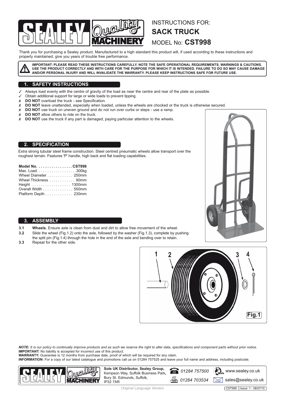 Sealey CST998 User Manual | 1 page