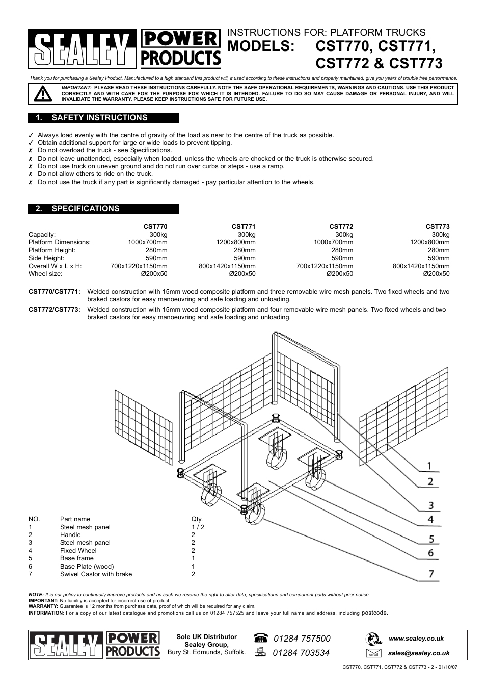 Sealey CST773 User Manual | 1 page