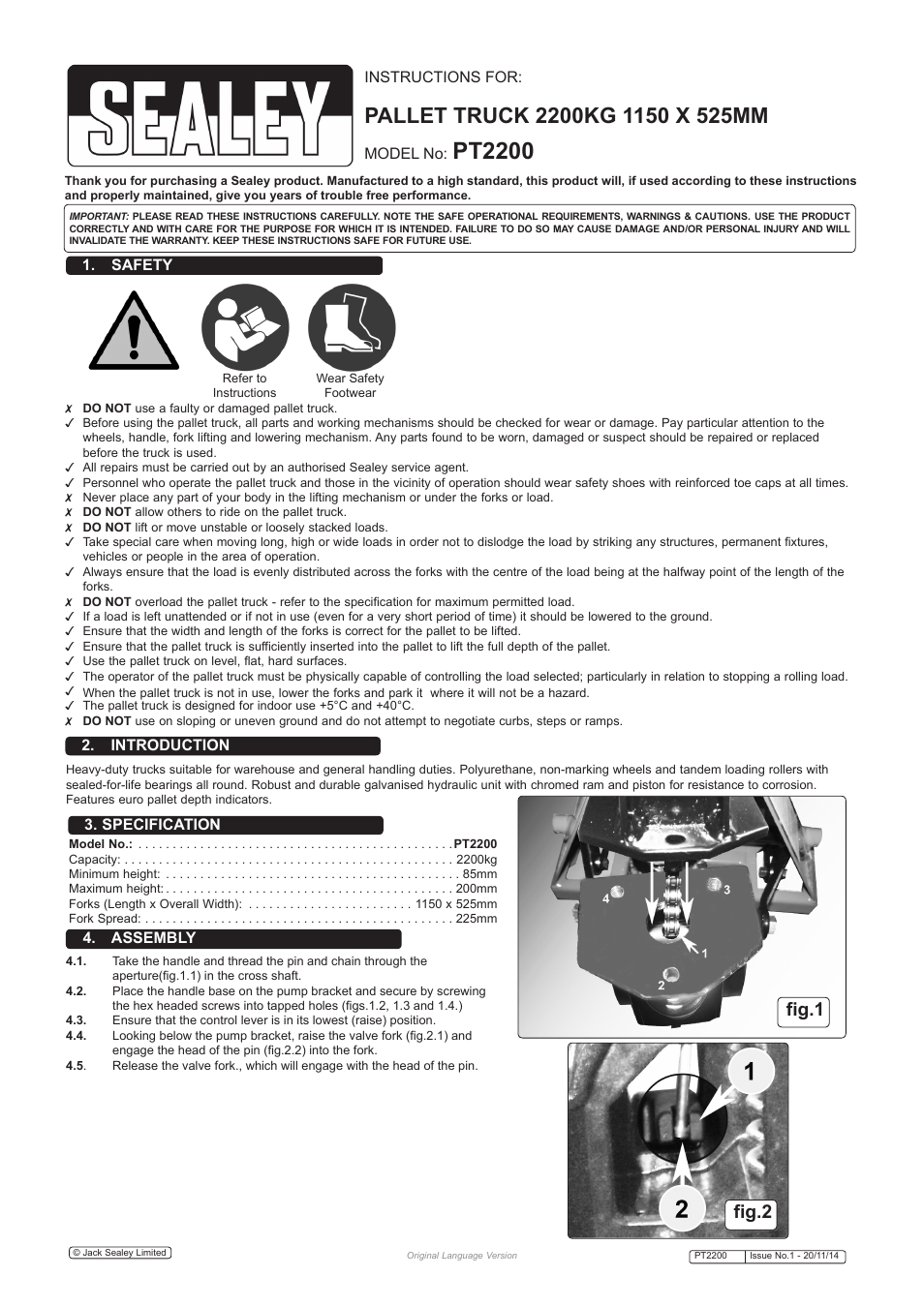 Sealey PT2200 User Manual | 3 pages