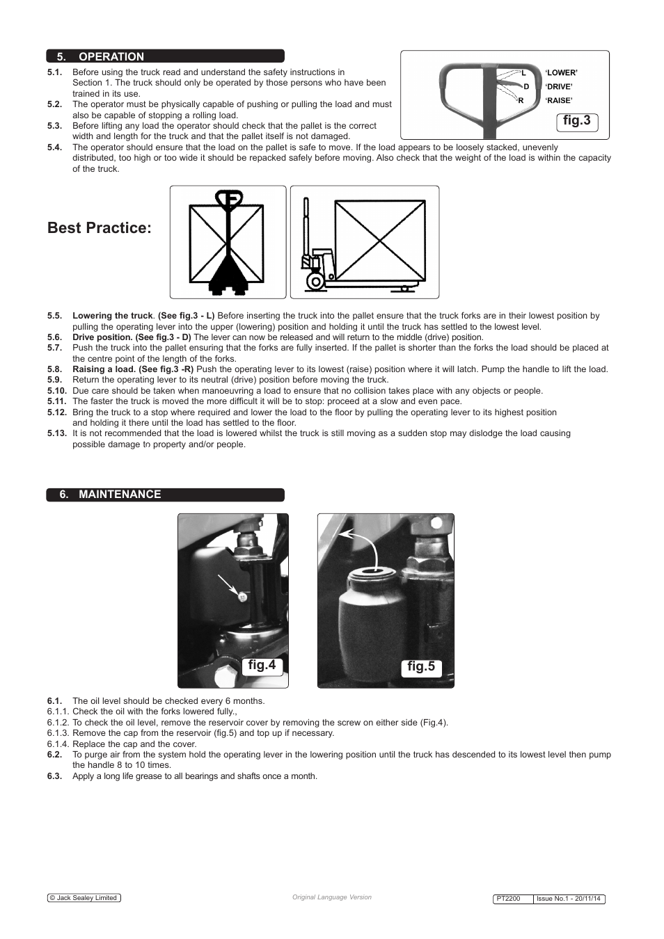 Best practice, Fig.3 fig.4 fig.5, Operation 6. maintenance | Sealey PT2200 User Manual | Page 2 / 3