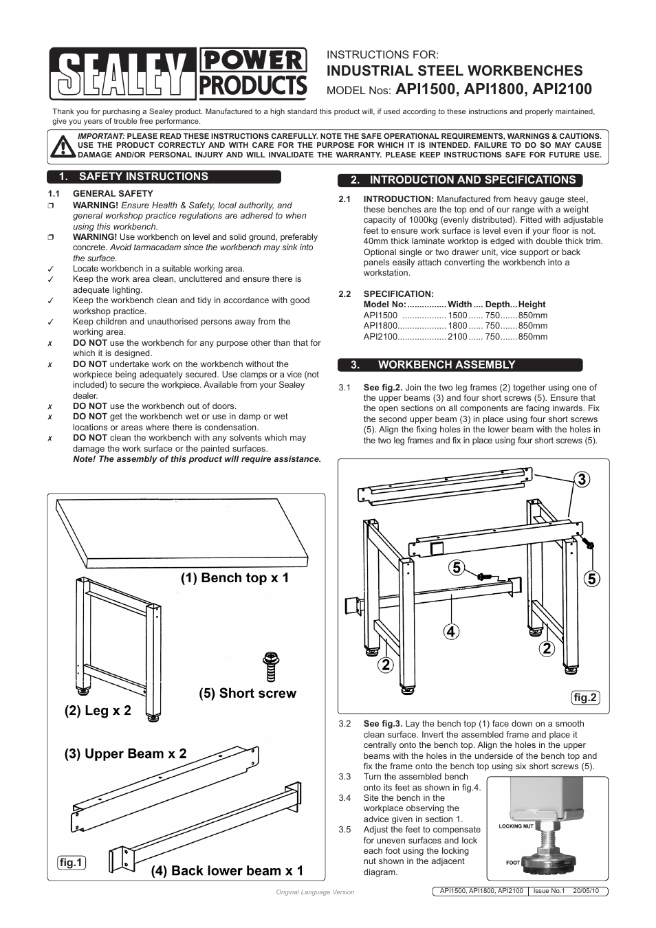 Sealey API10 User Manual | 4 pages