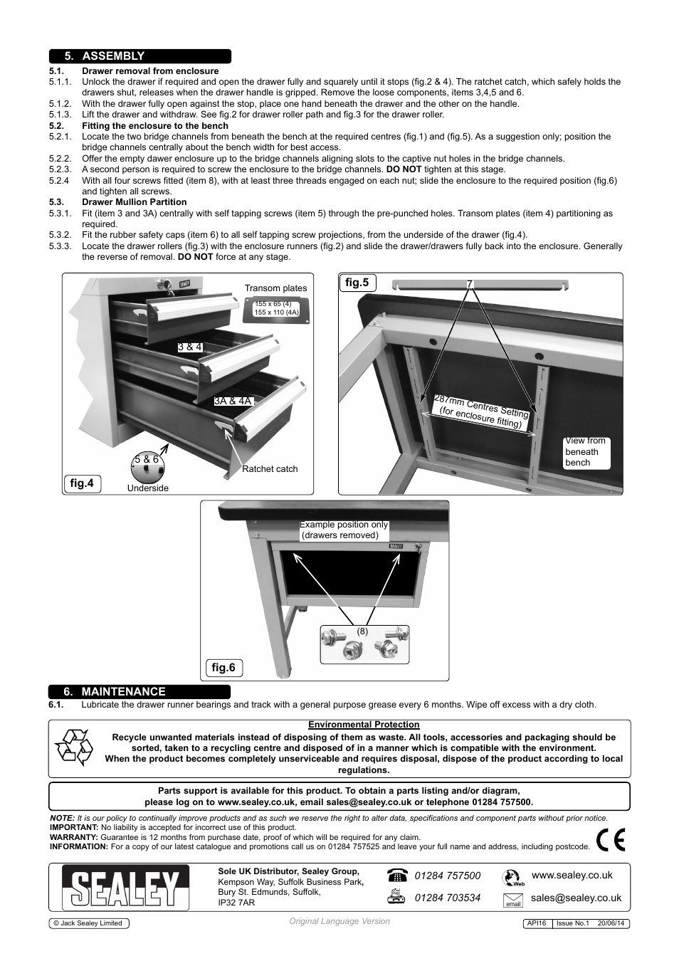 Fig.5, Assembly, Fig.4 fig.6 | Maintenance | Sealey API16 User Manual | Page 2 / 2