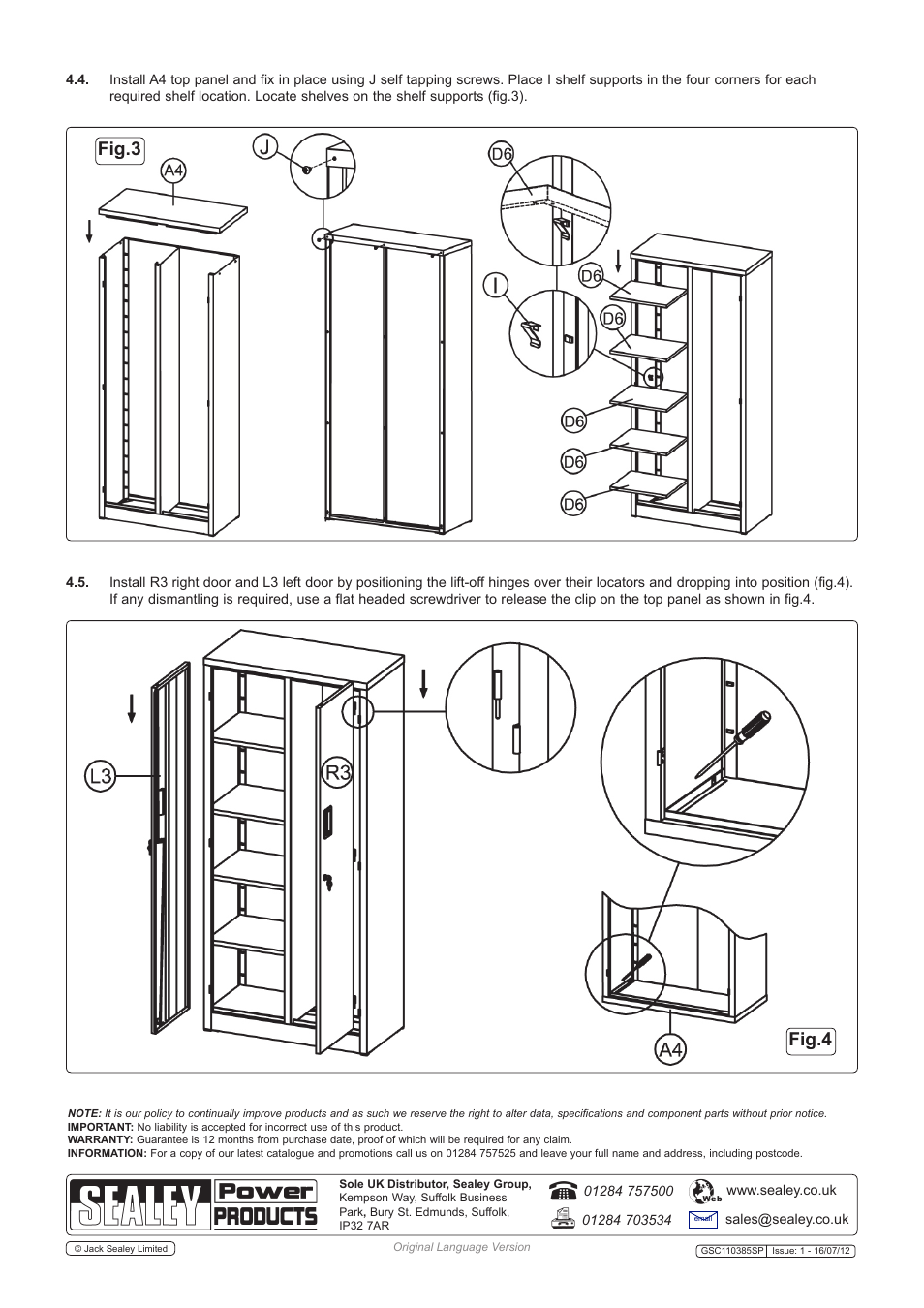 Fig.4 fig.3 | Sealey GSC110385SP User Manual | Page 3 / 3