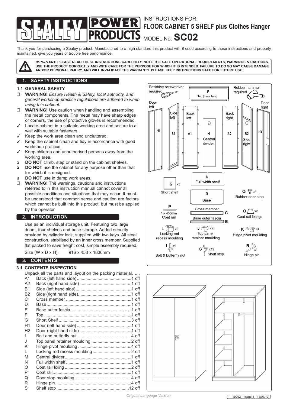 Sealey SC02 User Manual | 4 pages