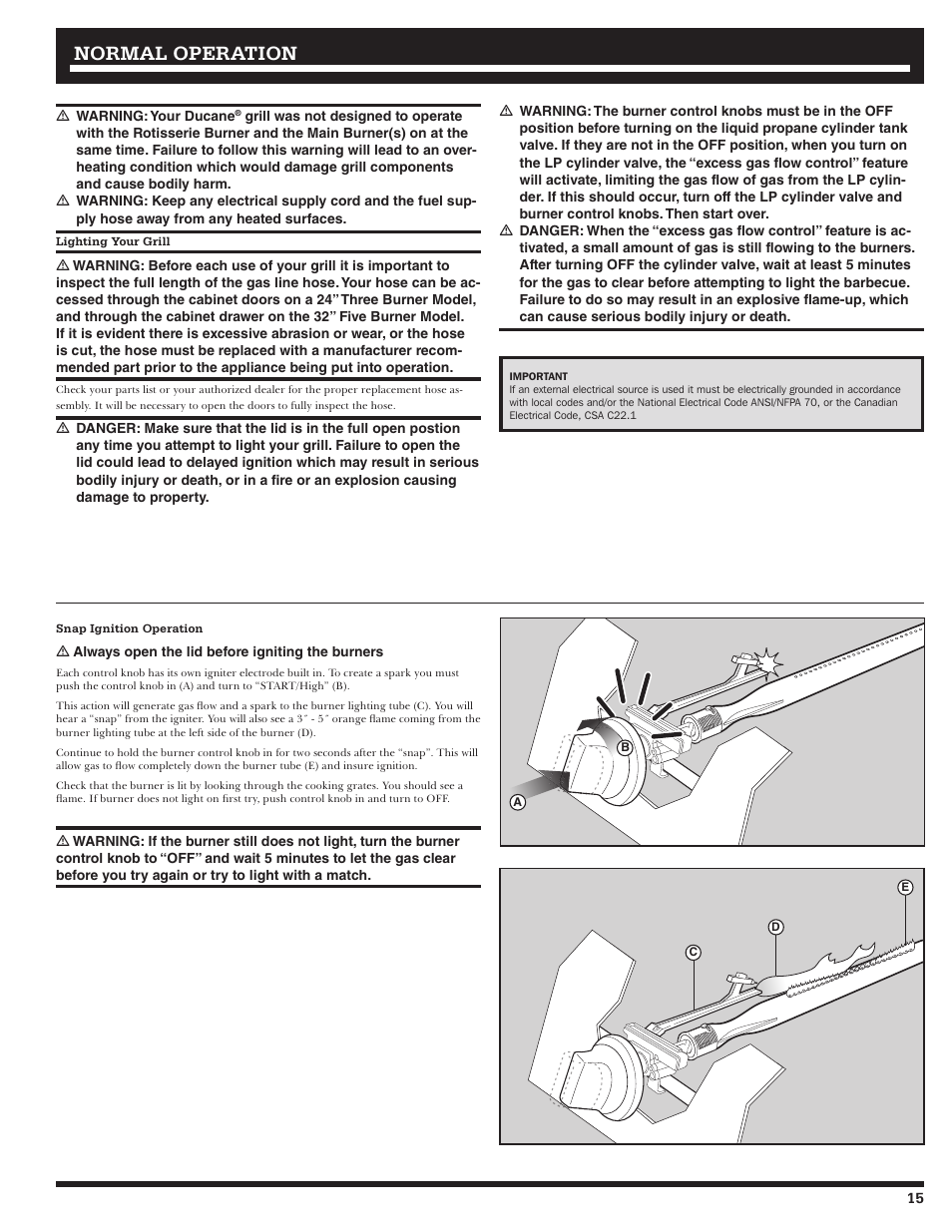 Normal operation | Ducane 2020801 User Manual | Page 15 / 64