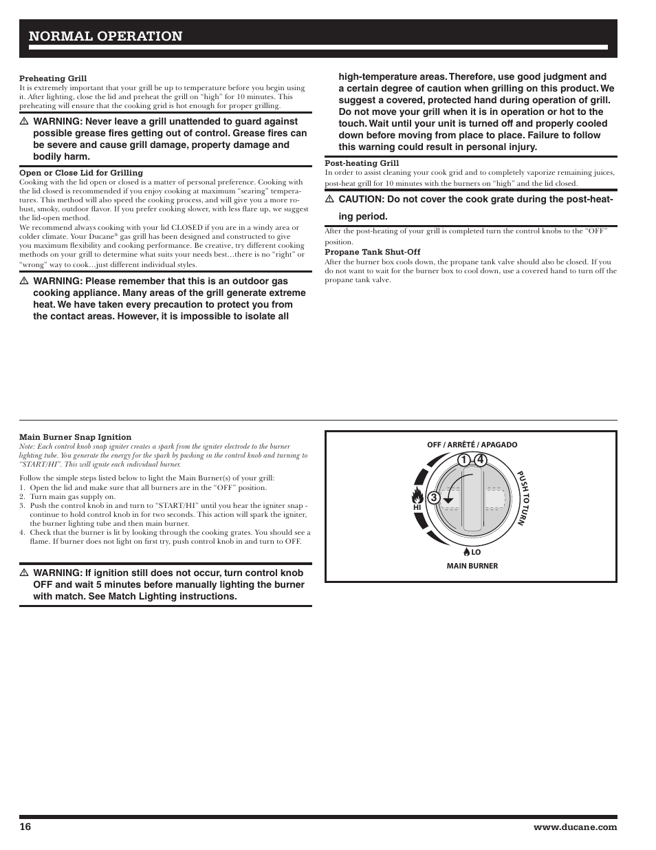 Normal operation | Ducane 2020801 User Manual | Page 16 / 64