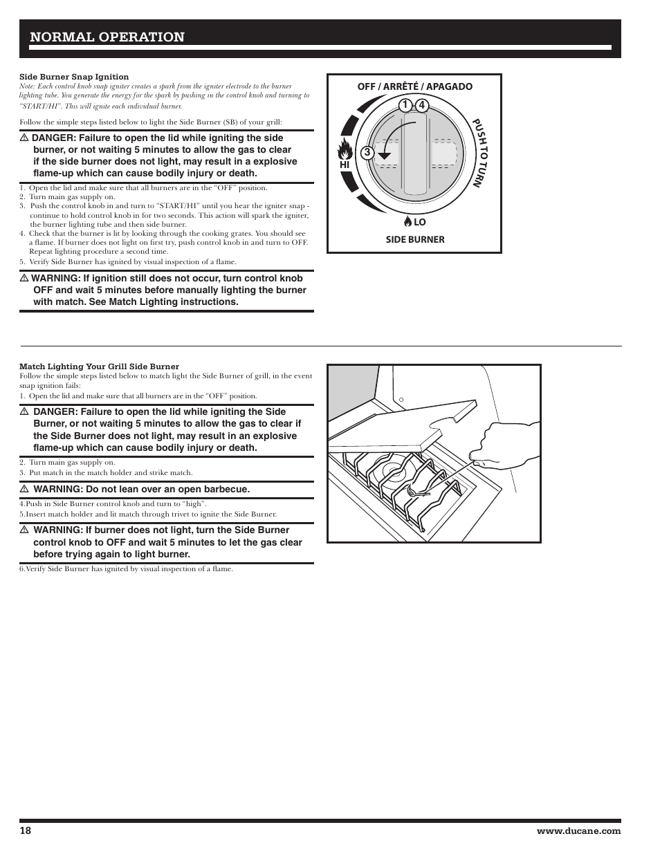 Normal operation | Ducane 2020801 User Manual | Page 18 / 64
