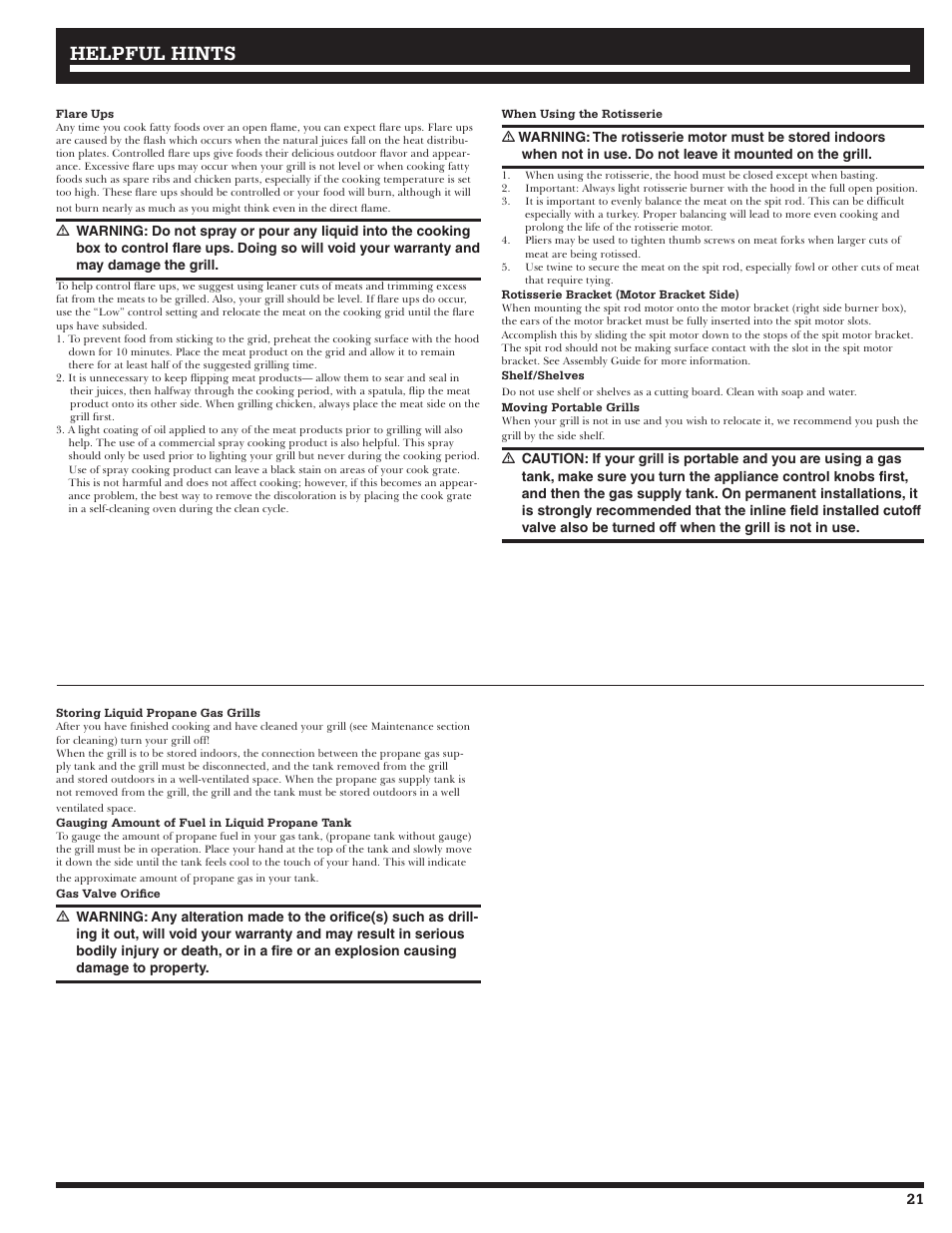 Helpful hints | Ducane 2020801 User Manual | Page 21 / 64