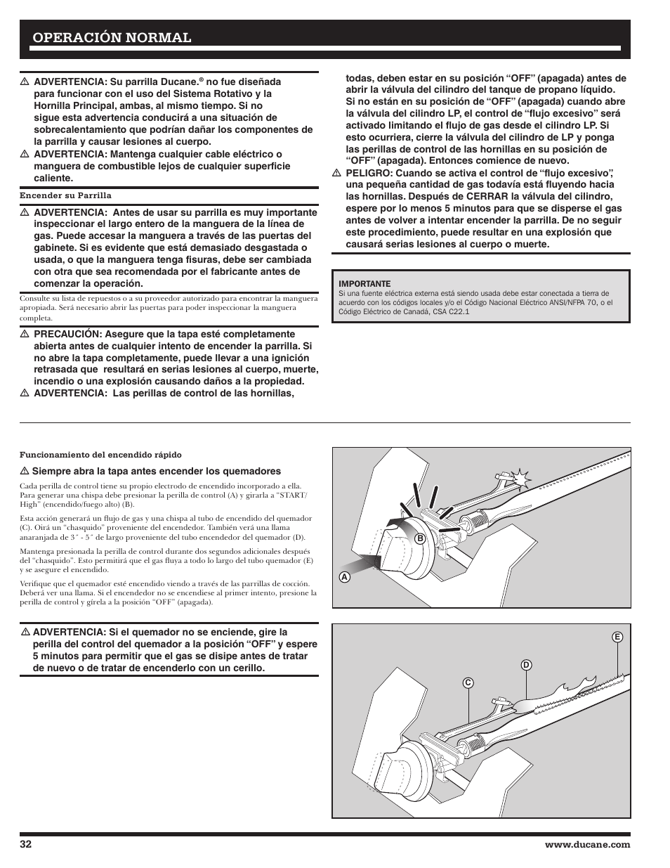 Operación normal | Ducane 2020801 User Manual | Page 32 / 64
