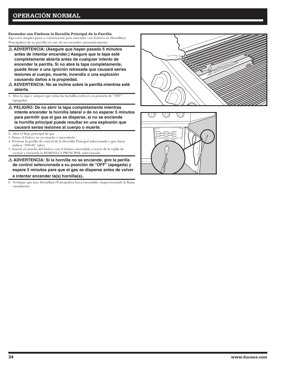 Operación normal | Ducane 2020801 User Manual | Page 34 / 64