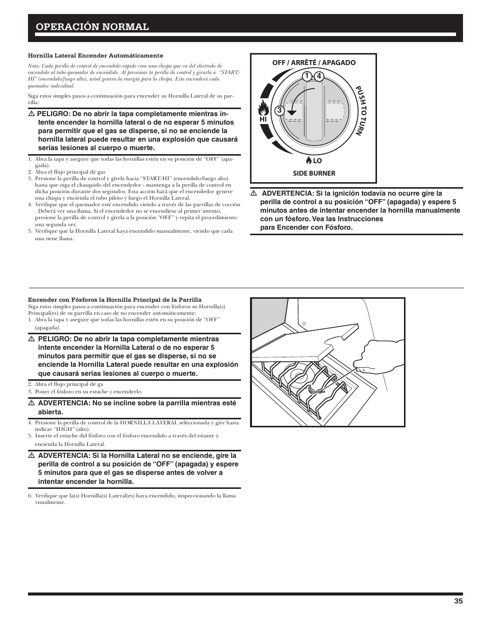 Operación normal | Ducane 2020801 User Manual | Page 35 / 64