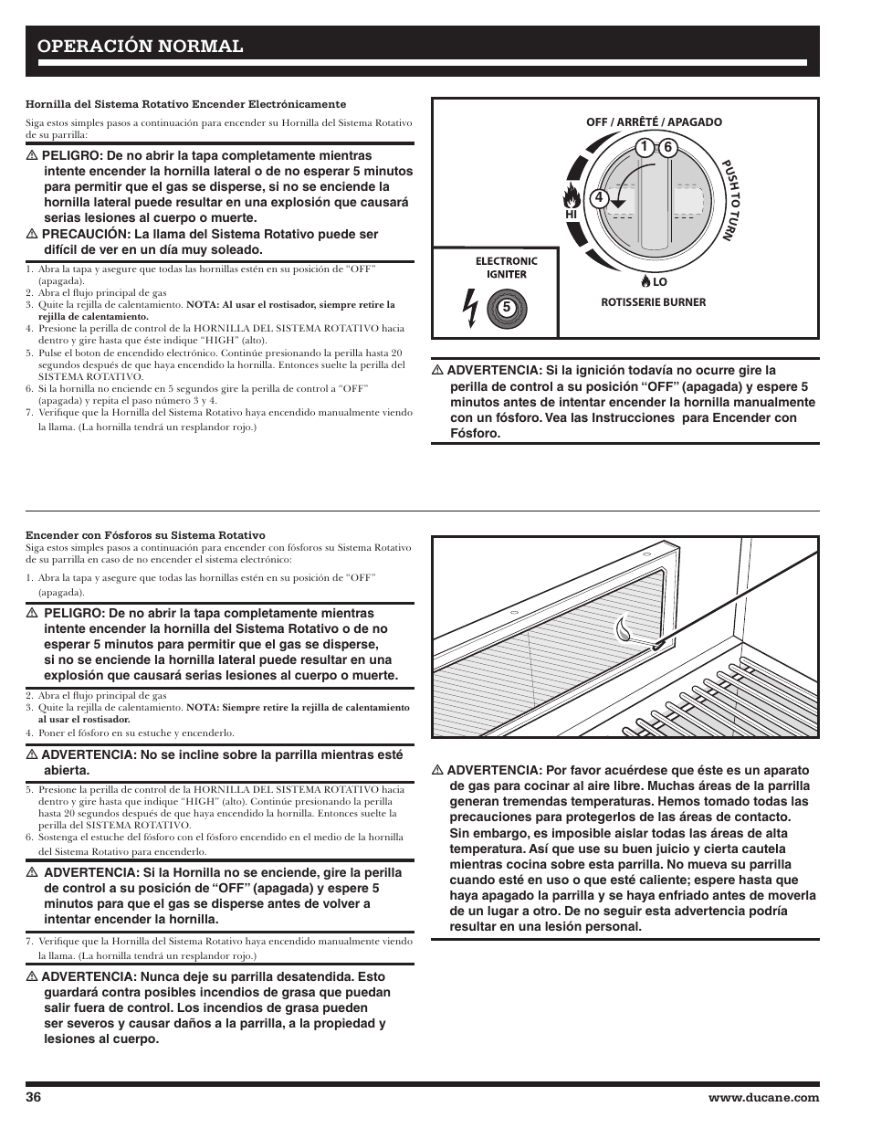 Operación normal | Ducane 2020801 User Manual | Page 36 / 64