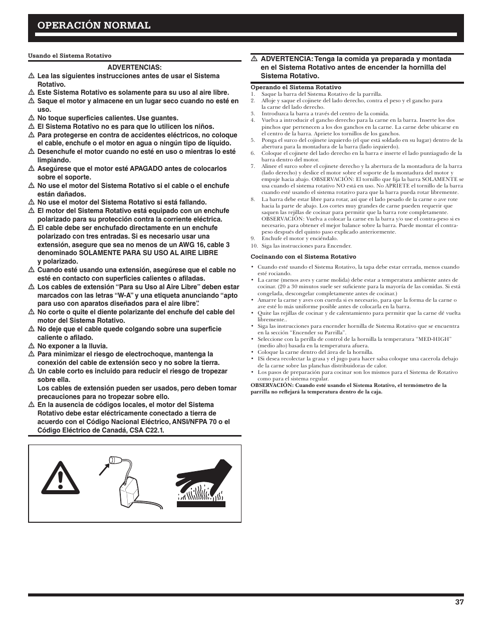 Operación normal | Ducane 2020801 User Manual | Page 37 / 64