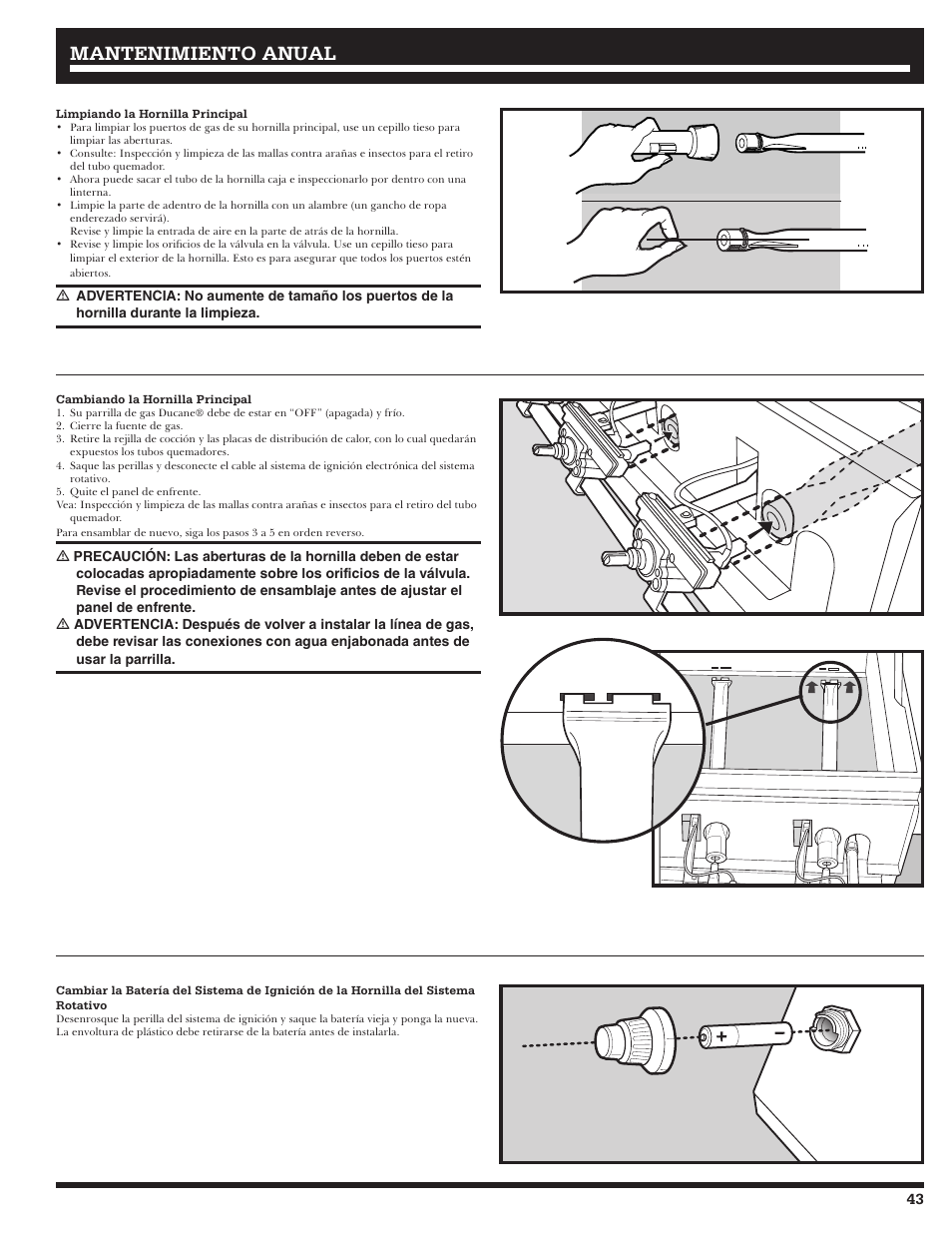 Mantenimiento anual | Ducane 2020801 User Manual | Page 43 / 64