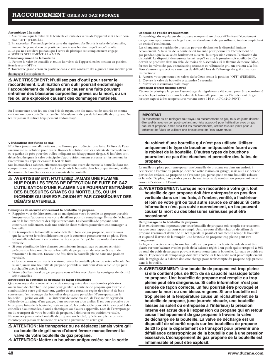Rraccordement accordement | Ducane 2020801 User Manual | Page 48 / 64