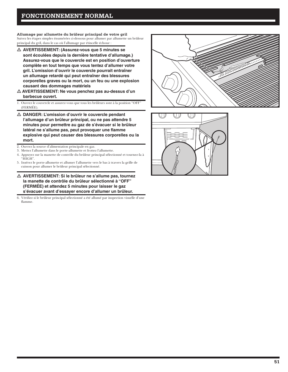 Fonctionnement, Fonctionnement normal normal | Ducane 2020801 User Manual | Page 51 / 64
