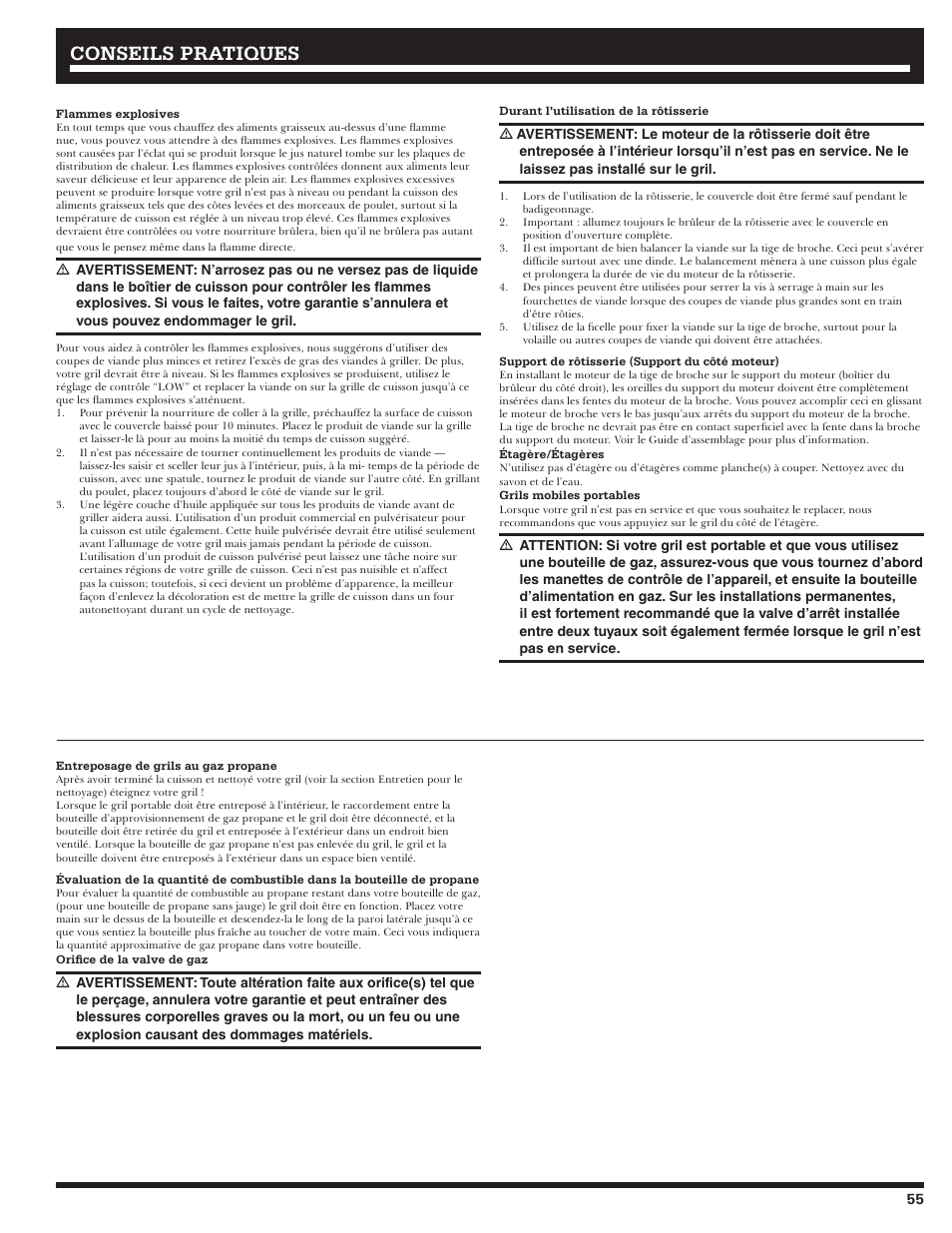 Conseils pratiques | Ducane 2020801 User Manual | Page 55 / 64