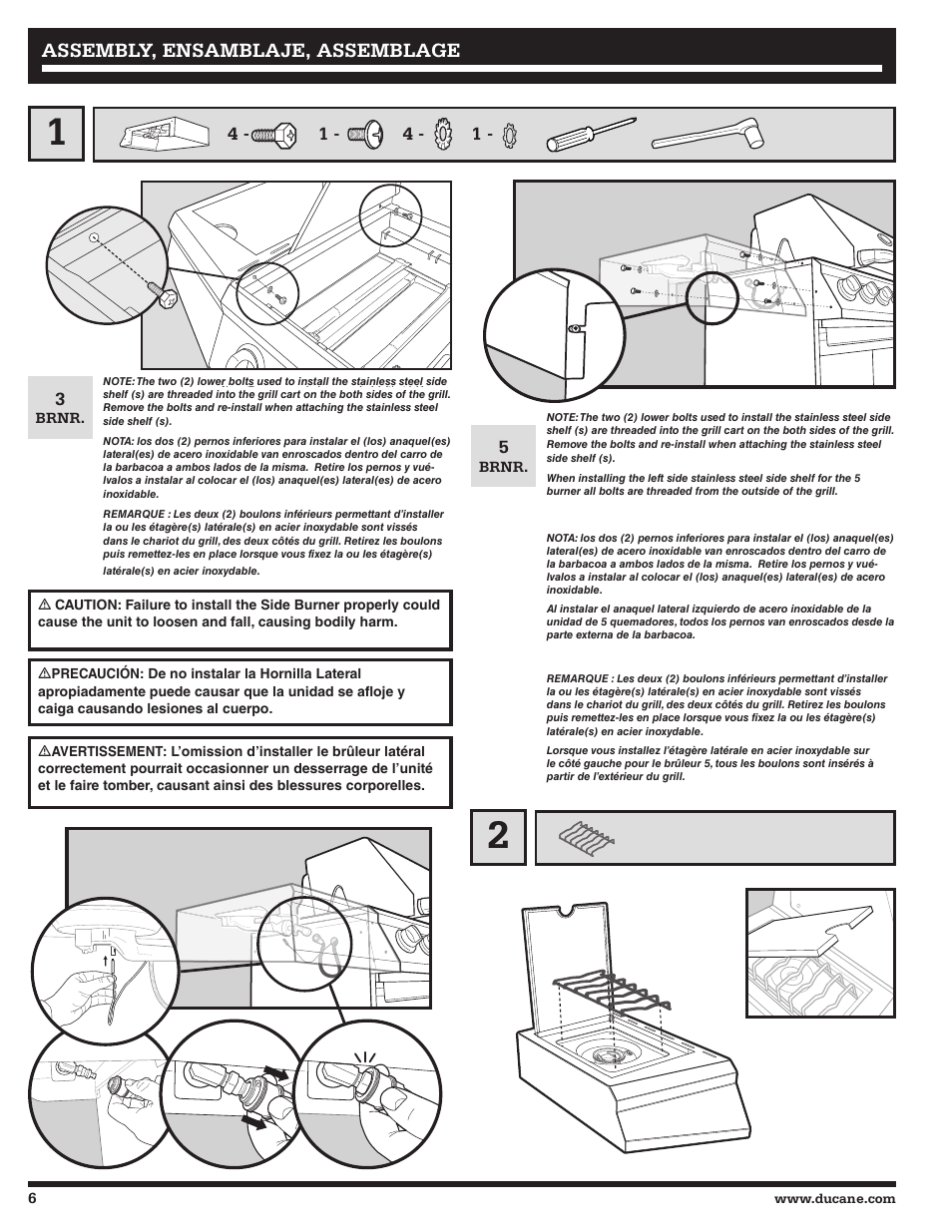 Assembly, ensamblaje, assemblage | Ducane 2020801 User Manual | Page 6 / 64