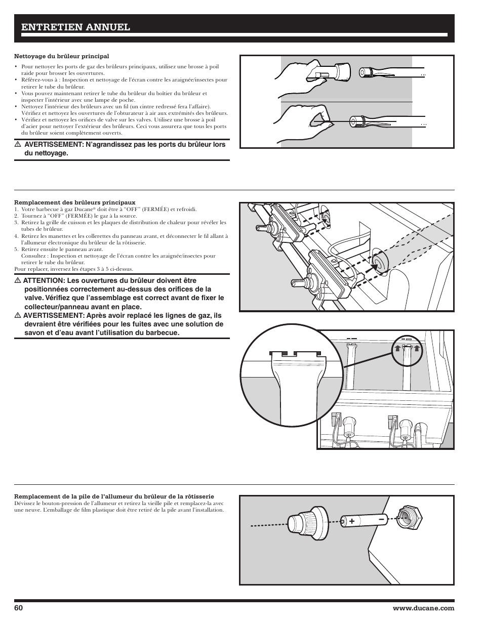 Entretien annuel | Ducane 2020801 User Manual | Page 60 / 64