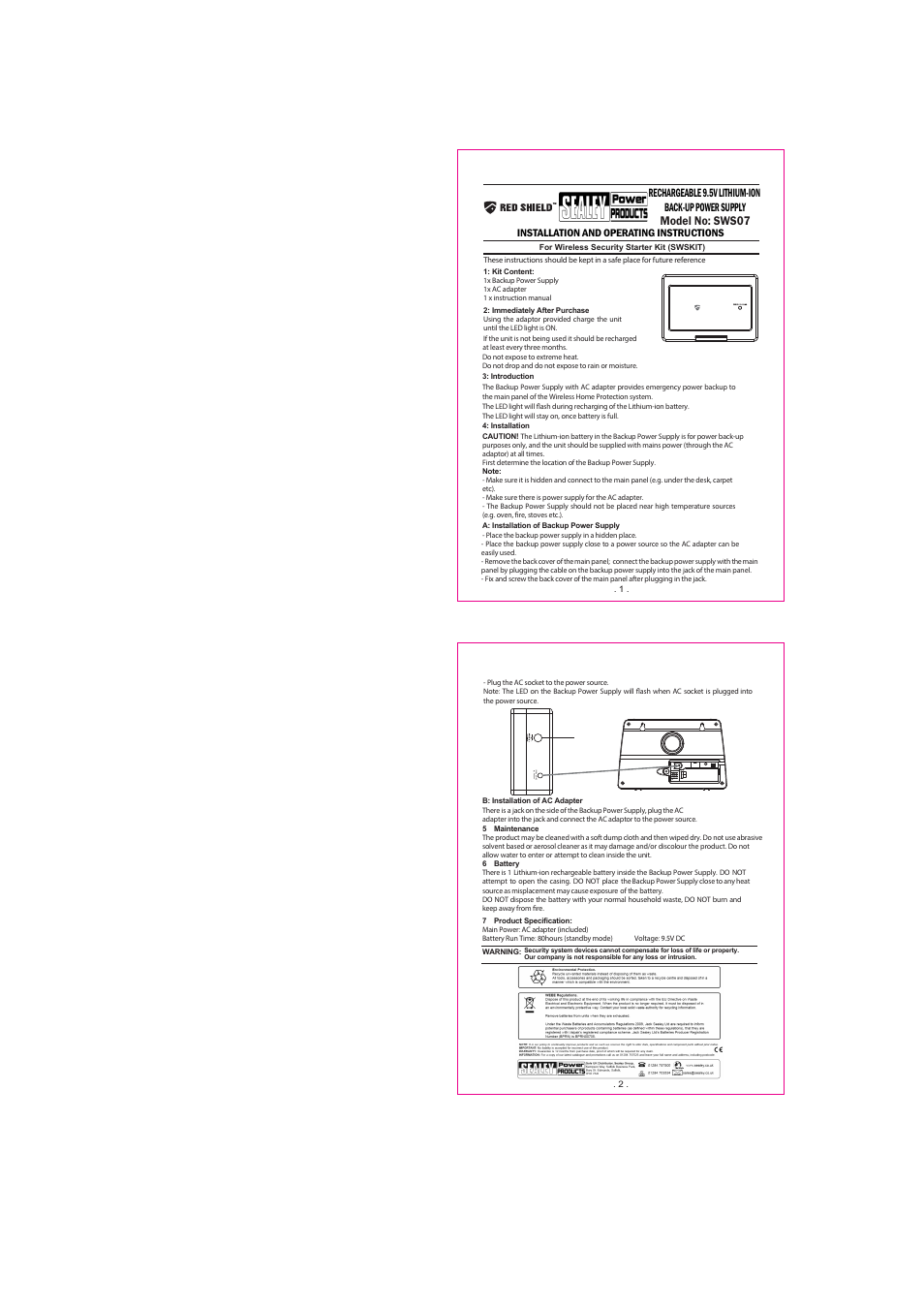 Sealey SWS07 User Manual | 1 page