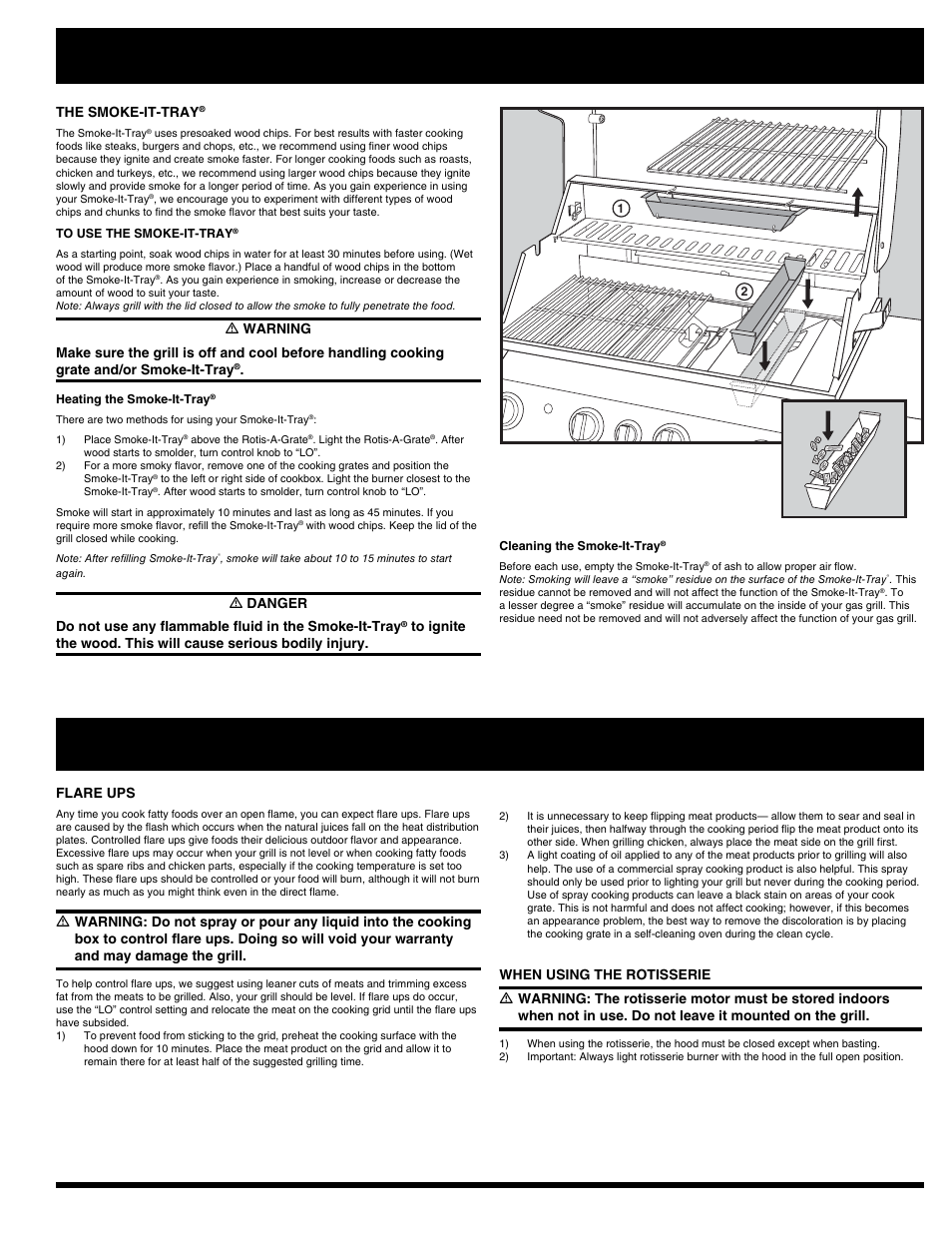 Normal operation, Helpful hints, The smoke-it-tray | Flare ups | Ducane Natural 3400 User Manual | Page 25 / 64