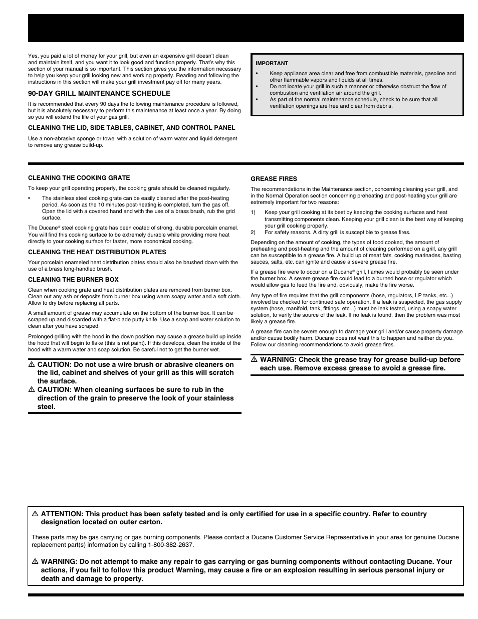 Maintenance | Ducane Natural 3400 User Manual | Page 27 / 64