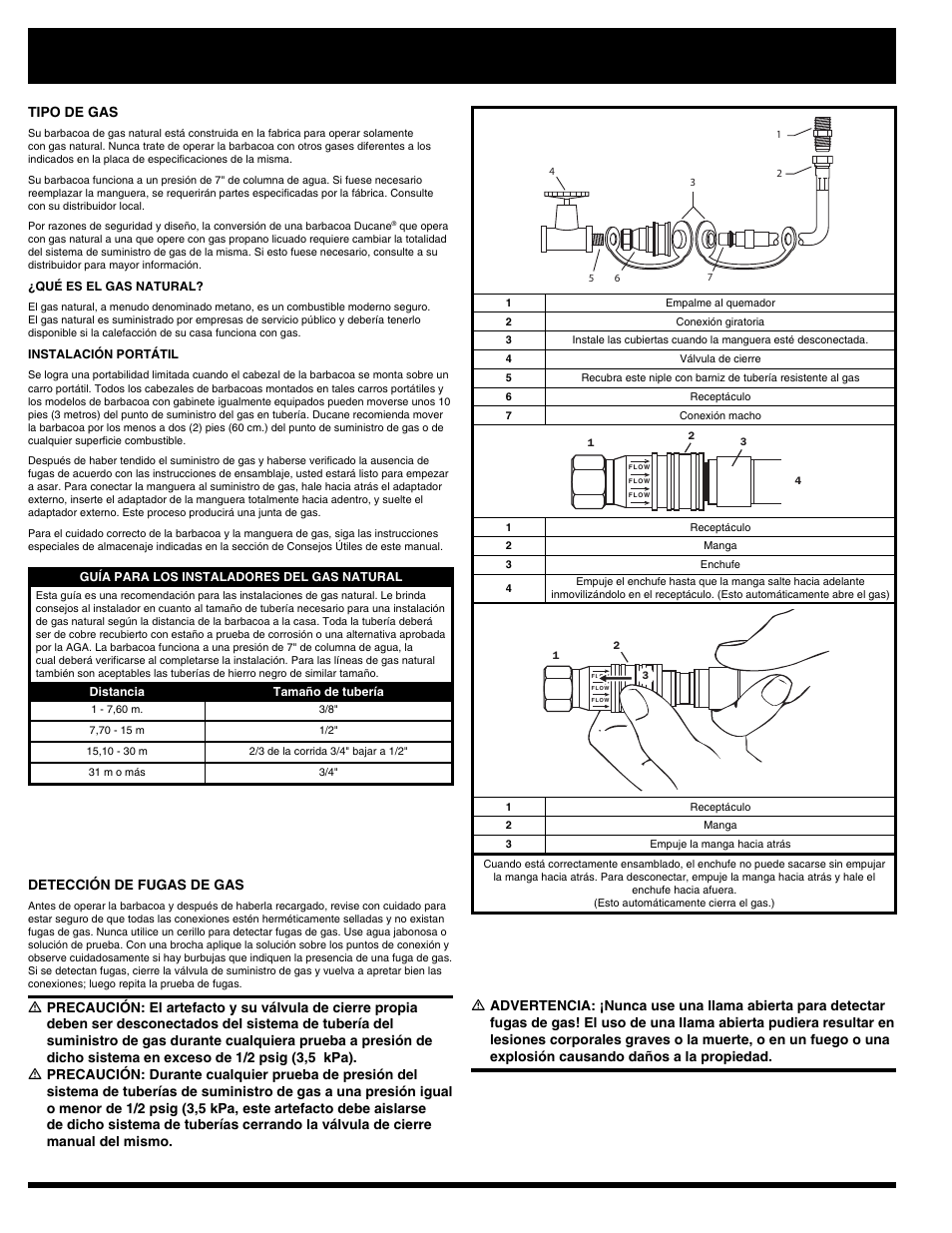 Conexión, Barbacoas de gas natural | Ducane Natural 3400 User Manual | Page 34 / 64